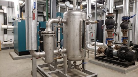 ポンプと配管の並ぶ機械室(イメージ)